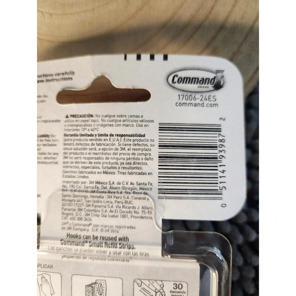 Command 1/2 lbs. Mini White Wall Mount Adhesive Utility Hooks Strips‎ Value Pack